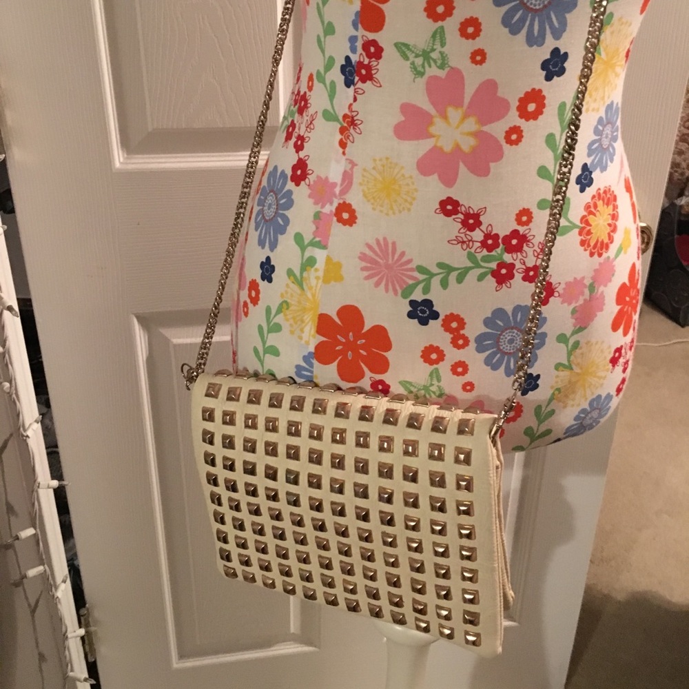 Cream Luxe Studded Leather Crossbody